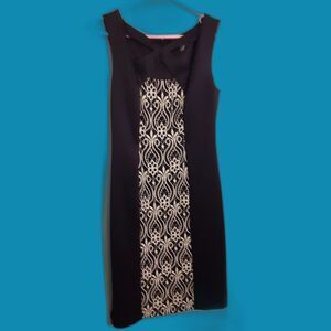 Connected Apparel Size 6 Black & White Dress Criss Cross Front Straps